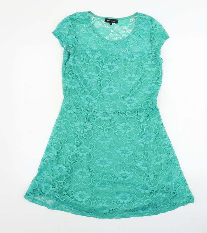 New Look  Womens Green Floral  A-Line  Size 14