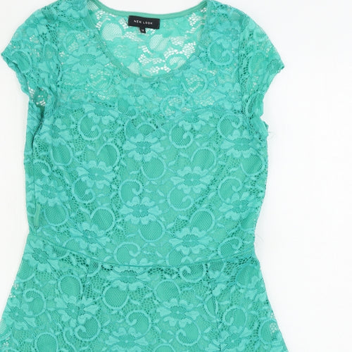 New Look  Womens Green Floral  A-Line  Size 14