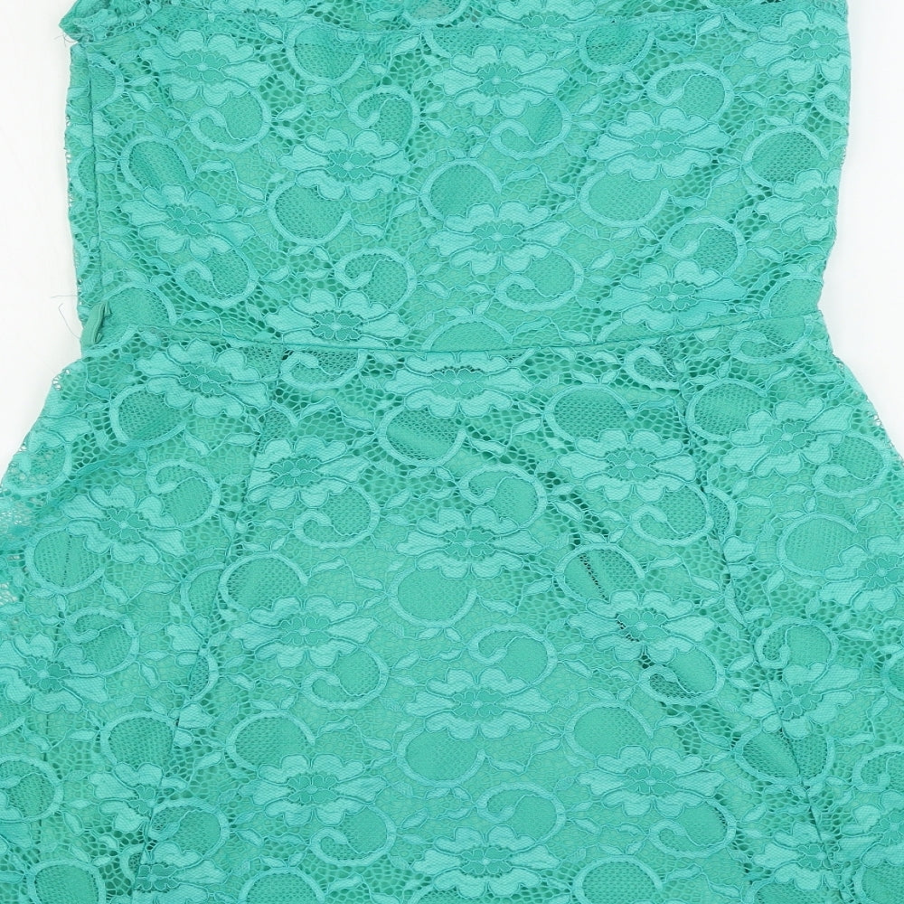 New Look  Womens Green Floral  A-Line  Size 14