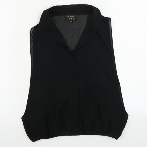 Tokyo Doll  Womens Black   Basic Button-Up Size 12
