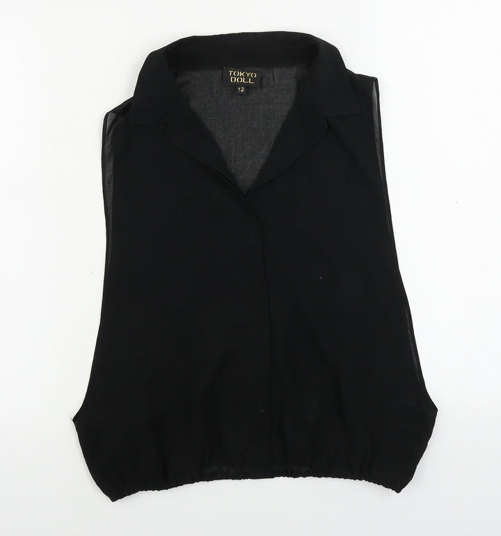 Tokyo Doll  Womens Black   Basic Button-Up Size 12