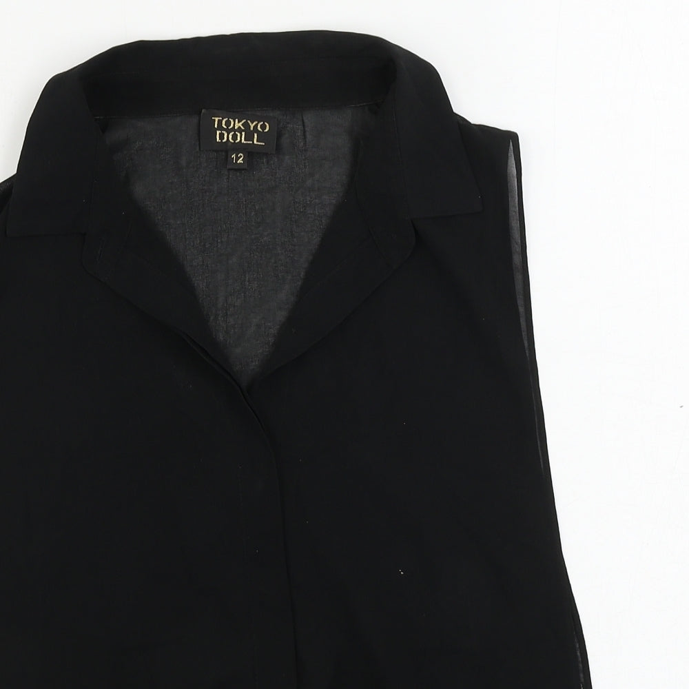 Tokyo Doll  Womens Black   Basic Button-Up Size 12