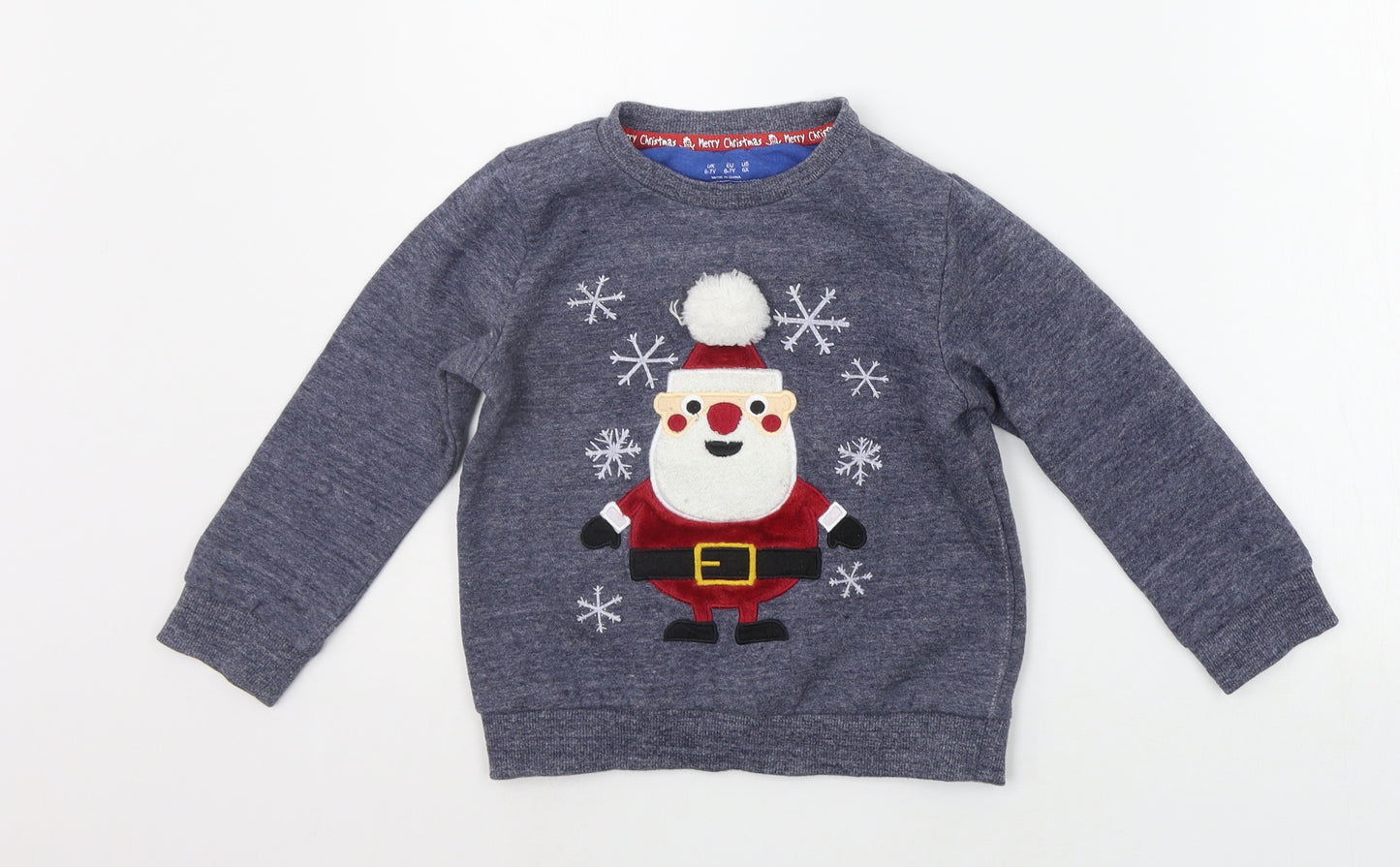 F&F Boys Blue Houndstooth  Pullover Jumper Size 6-7 Years  - CHRISTMAS