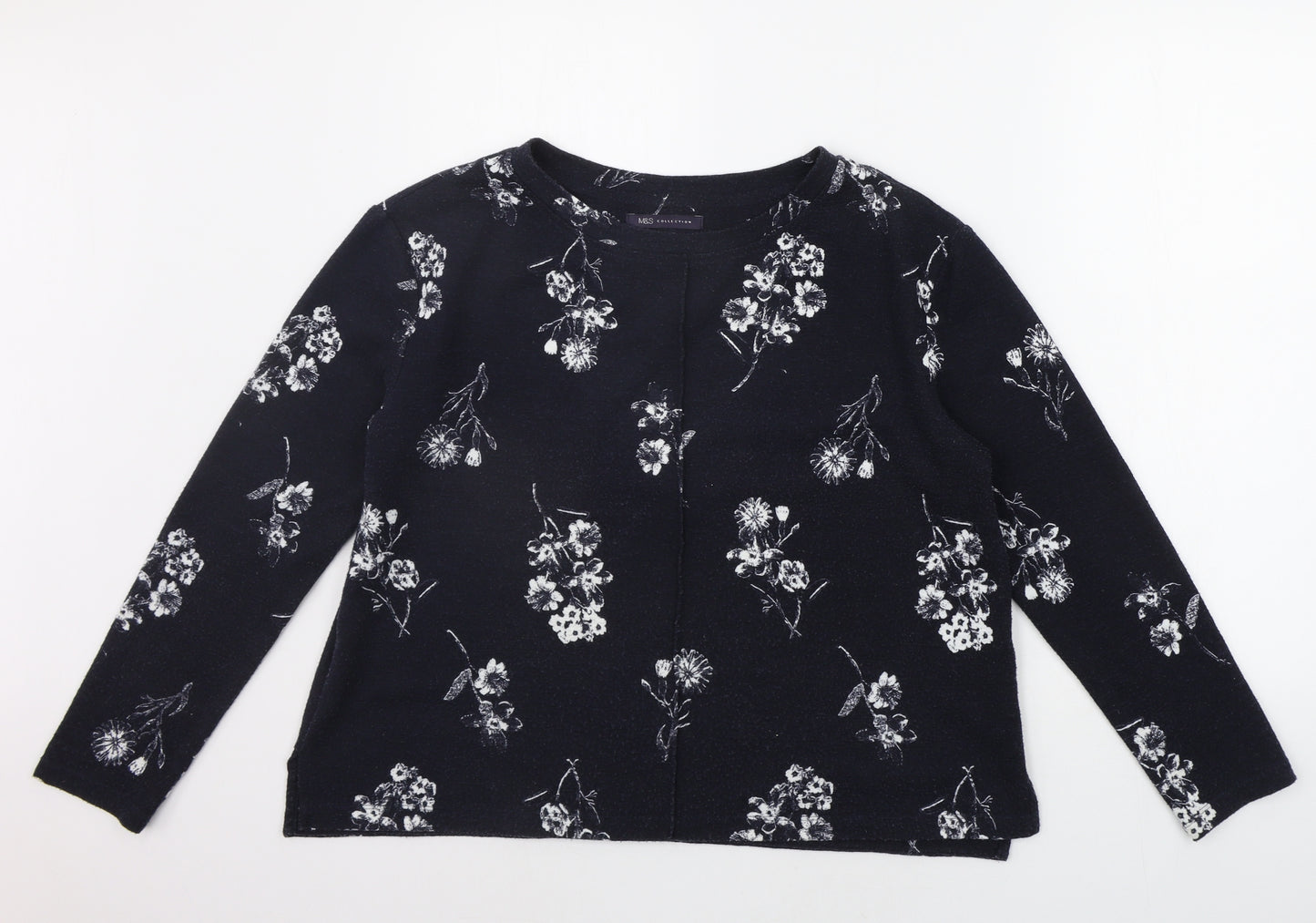 Marks and Spencer Womens Blue Floral  Pullover Jumper Size 14