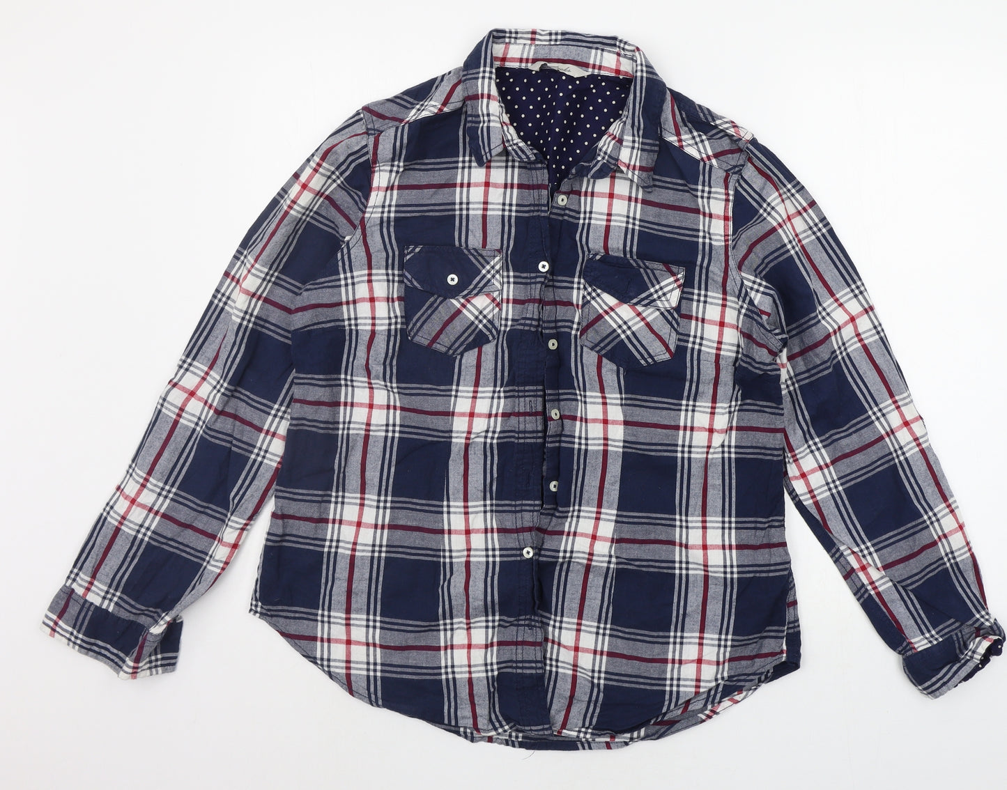 Peacocks Womens Blue Check  Basic Button-Up Size 18