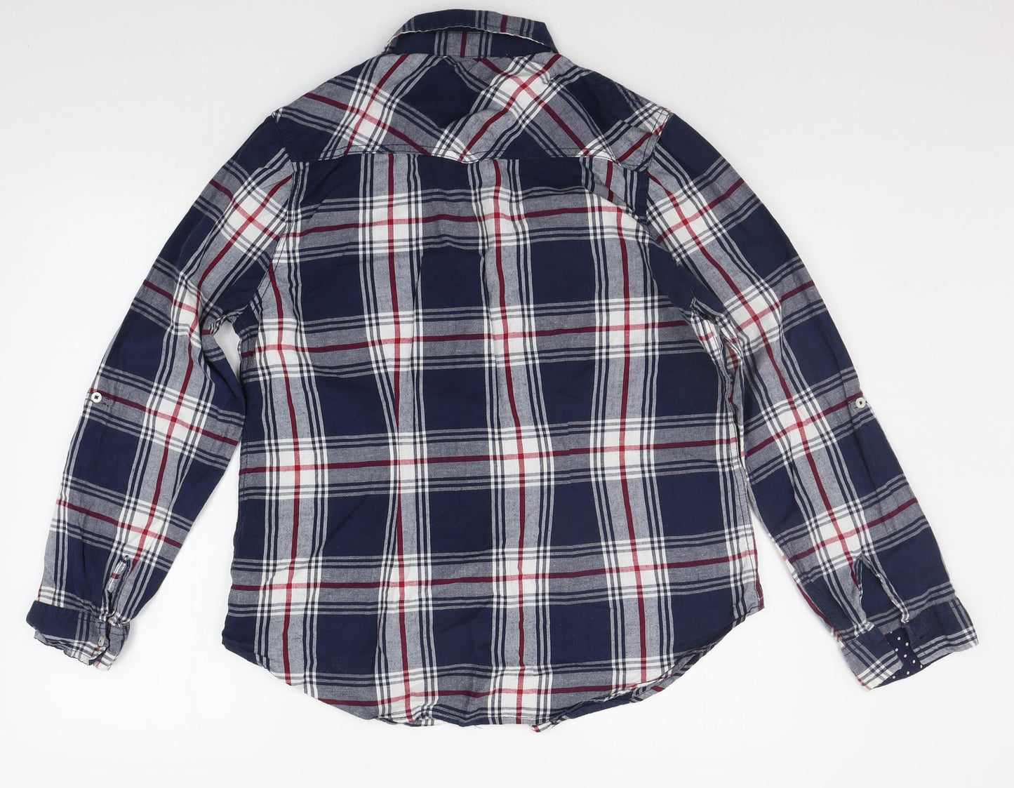 Peacocks Womens Blue Check  Basic Button-Up Size 18