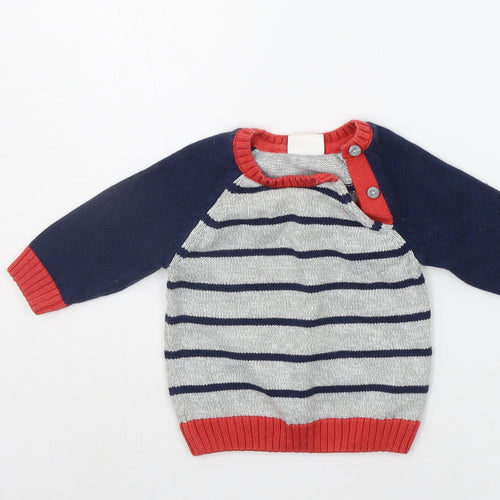 F&F Baby Grey Striped  Pullover Jumper Size 0-3 Months