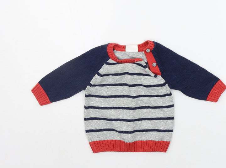F&F Baby Grey Striped  Pullover Jumper Size 0-3 Months