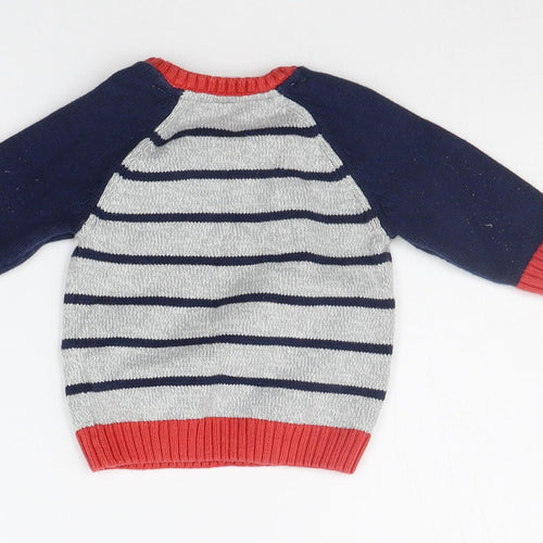 F&F Baby Grey Striped  Pullover Jumper Size 0-3 Months