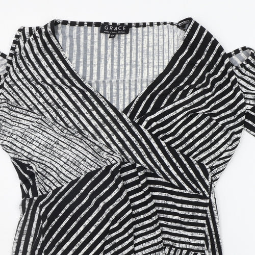 Grace Womens Black Striped  A-Line  Size 14