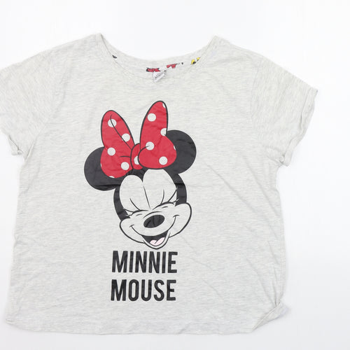 Matalan Womens Grey Geometric  Top Pyjama Top Size M  - MICKEY MOUSE