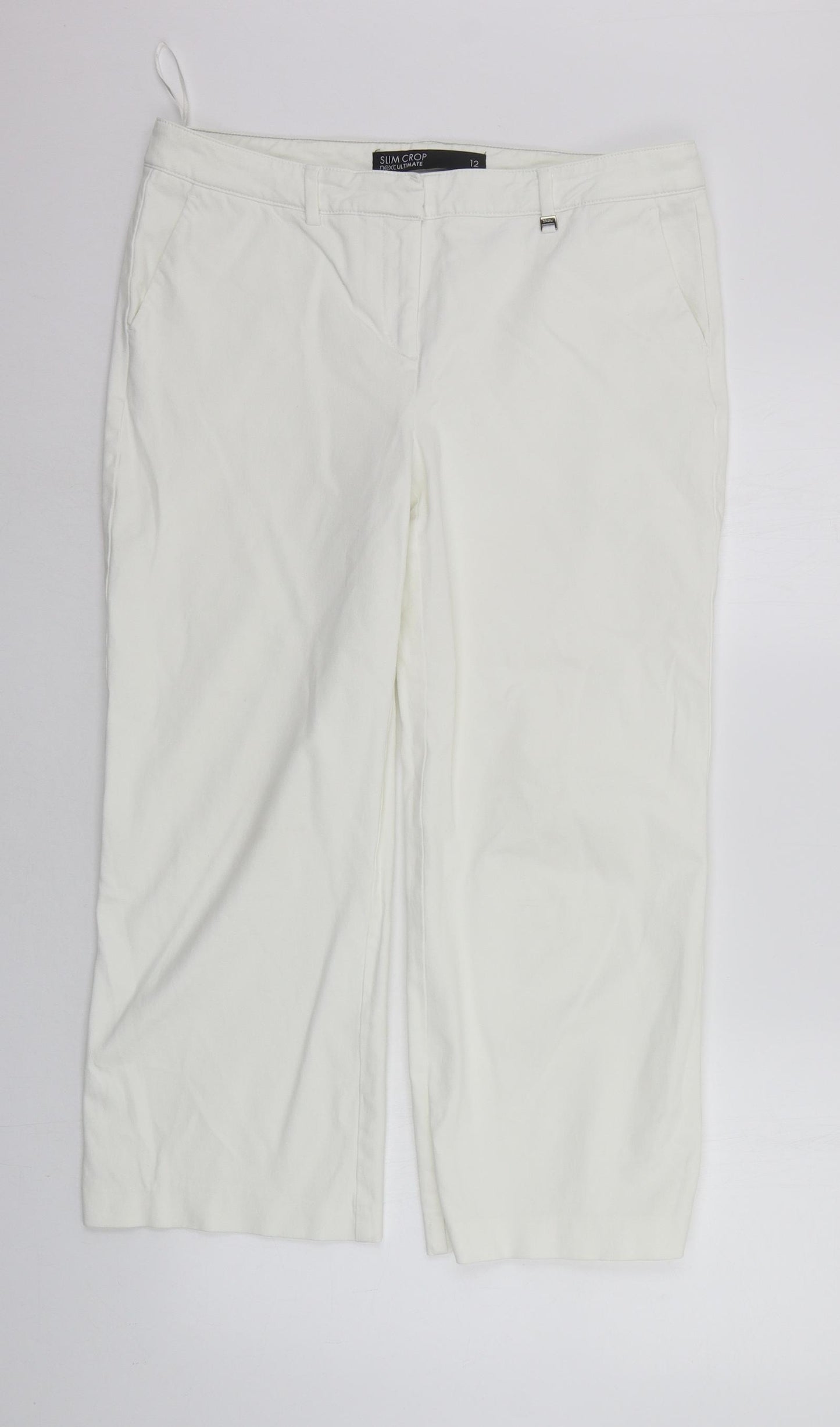 NEXT Womens White   Cropped Trousers Size 12 L23 in