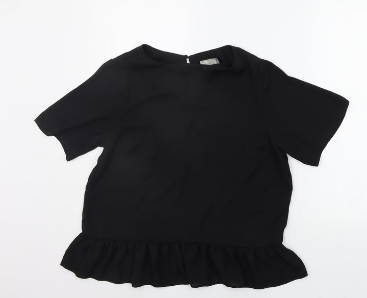 F&F Womens Black Houndstooth  Basic Blouse Size 12