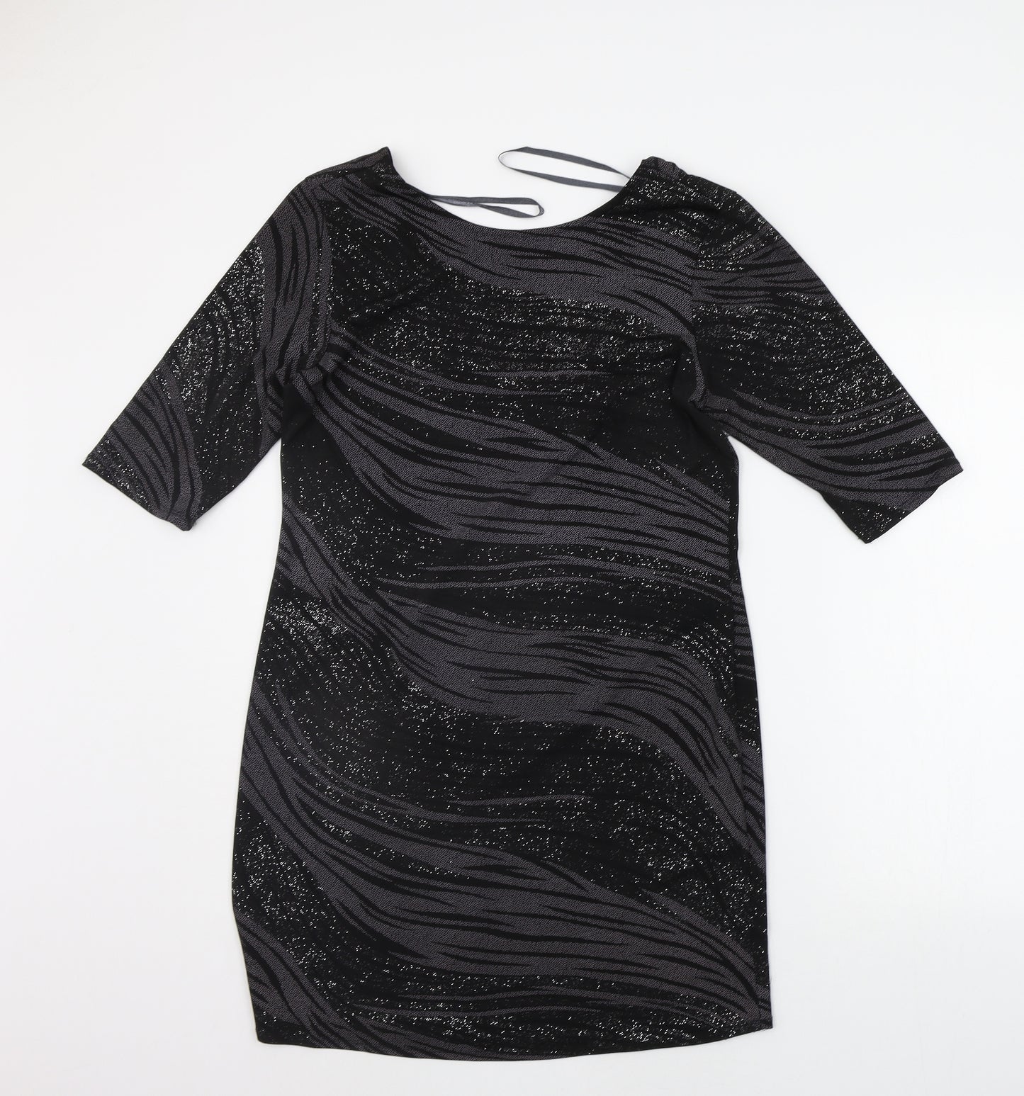 Dorthey Perkins Womens Black Geometric  A-Line  Size 16