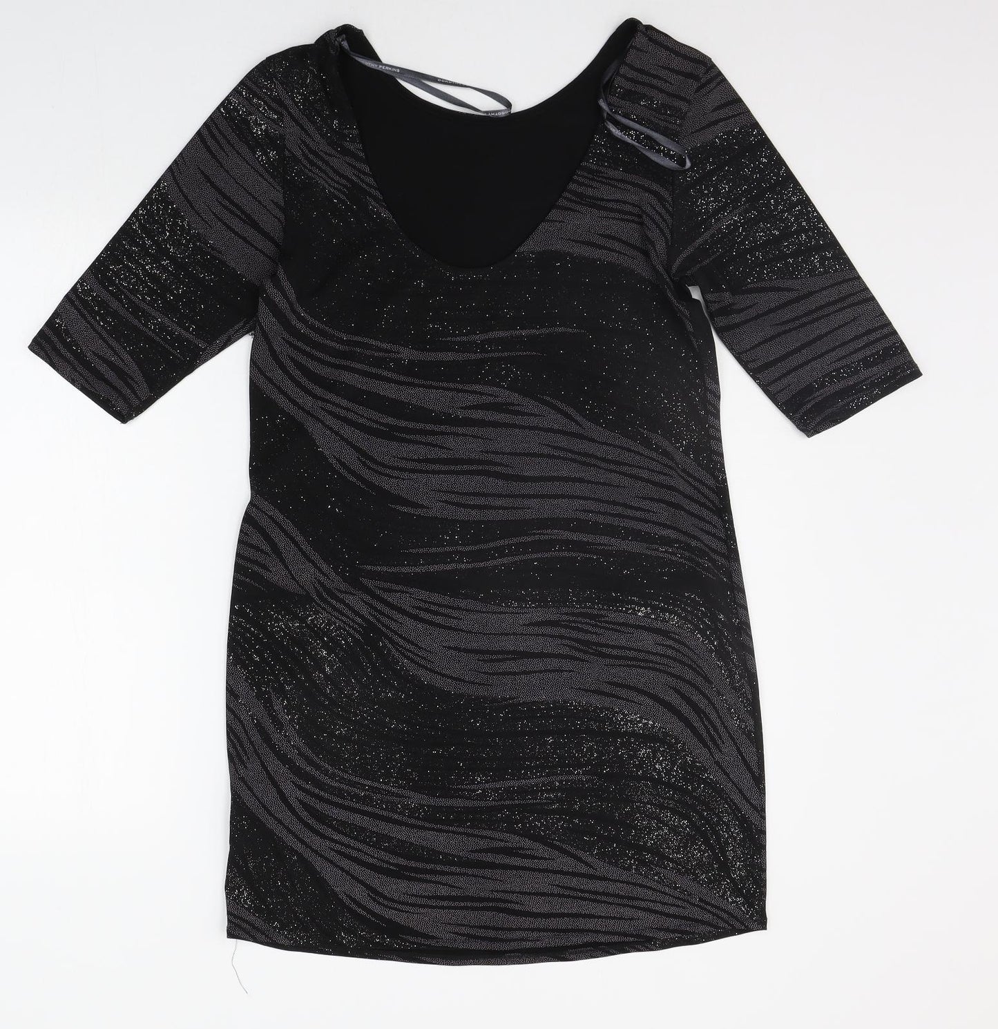 Dorthey Perkins Womens Black Geometric  A-Line  Size 16