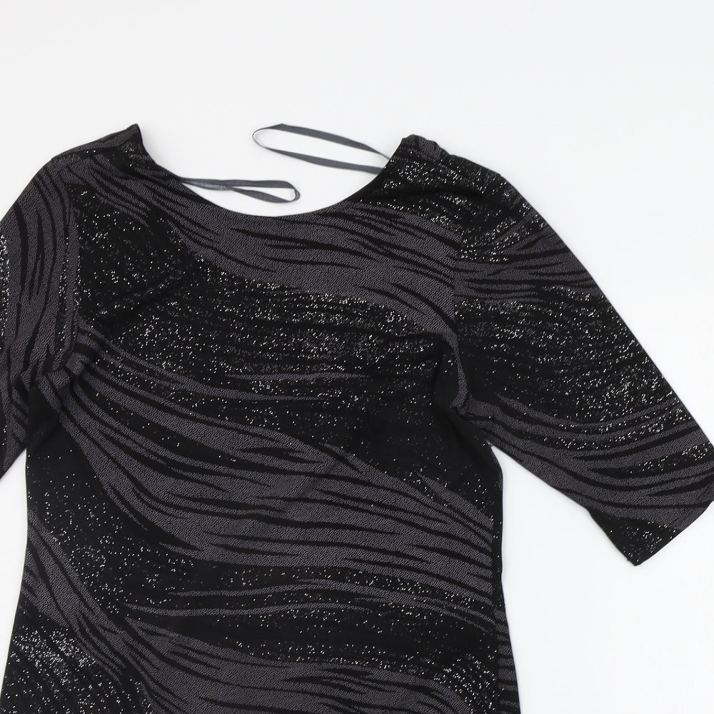 Dorthey Perkins Womens Black Geometric  A-Line  Size 16