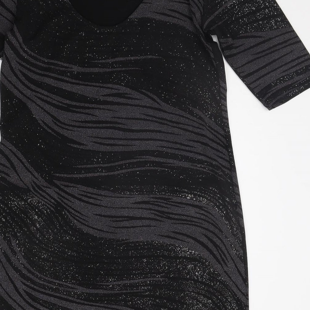 Dorthey Perkins Womens Black Geometric  A-Line  Size 16