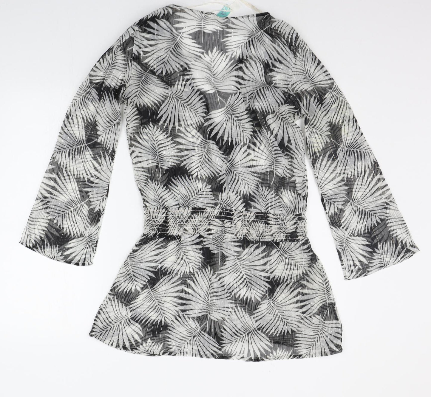 OCEAN CLUB Womens Black Floral  Basic Blouse Size 12