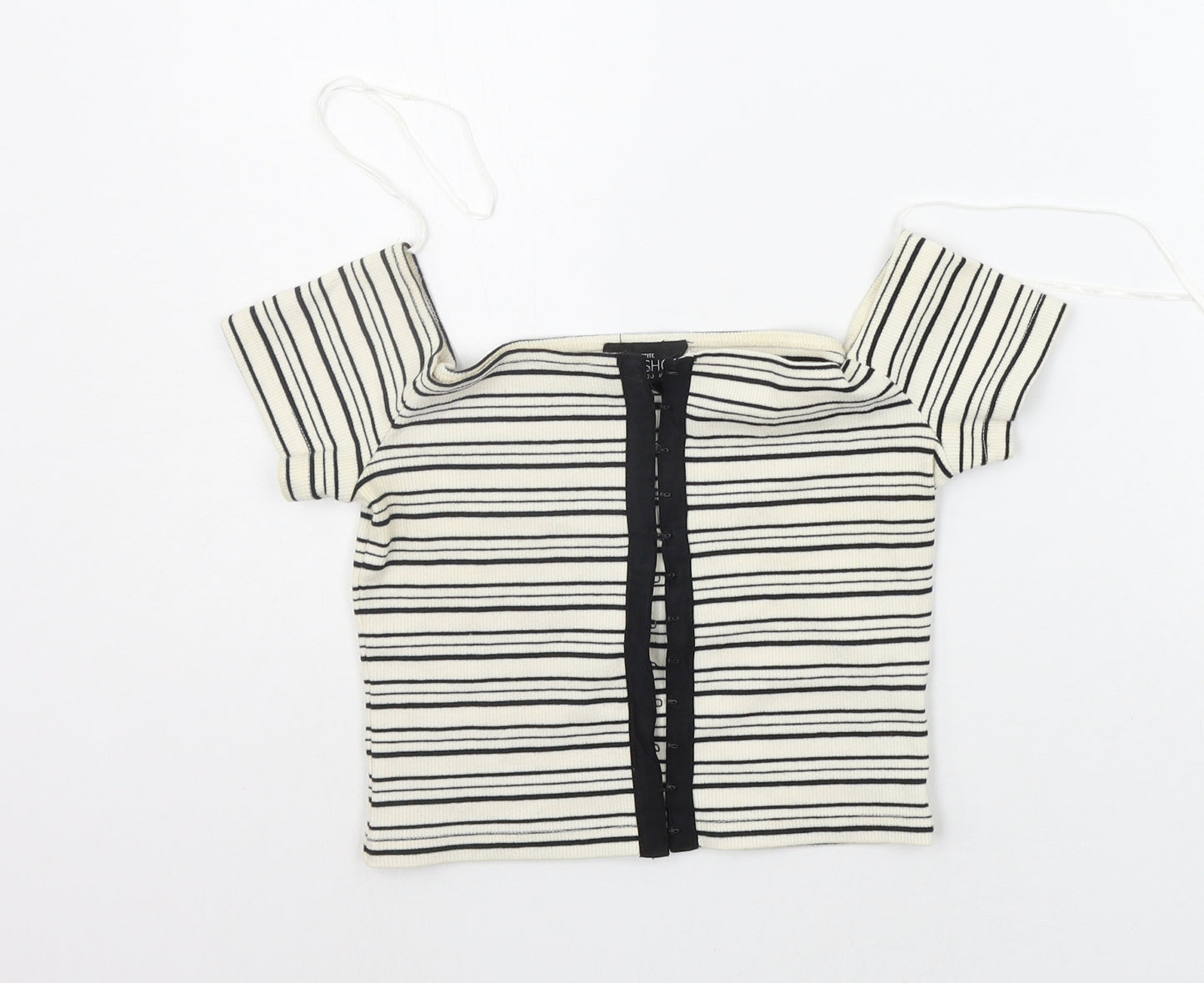 Topshop Womens Beige Striped  Basic Blouse Size 4