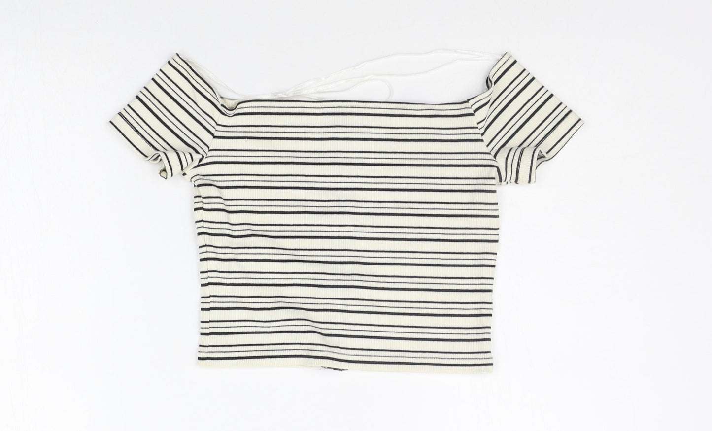 Topshop Womens Beige Striped  Basic Blouse Size 4