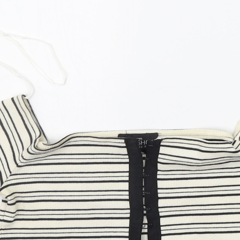 Topshop Womens Beige Striped  Basic Blouse Size 4