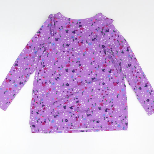 LANDS END Girls Purple Floral  T-Shirt Dress  Size L