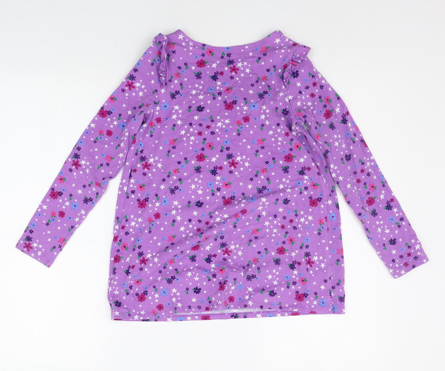LANDS END Girls Purple Floral  T-Shirt Dress  Size L