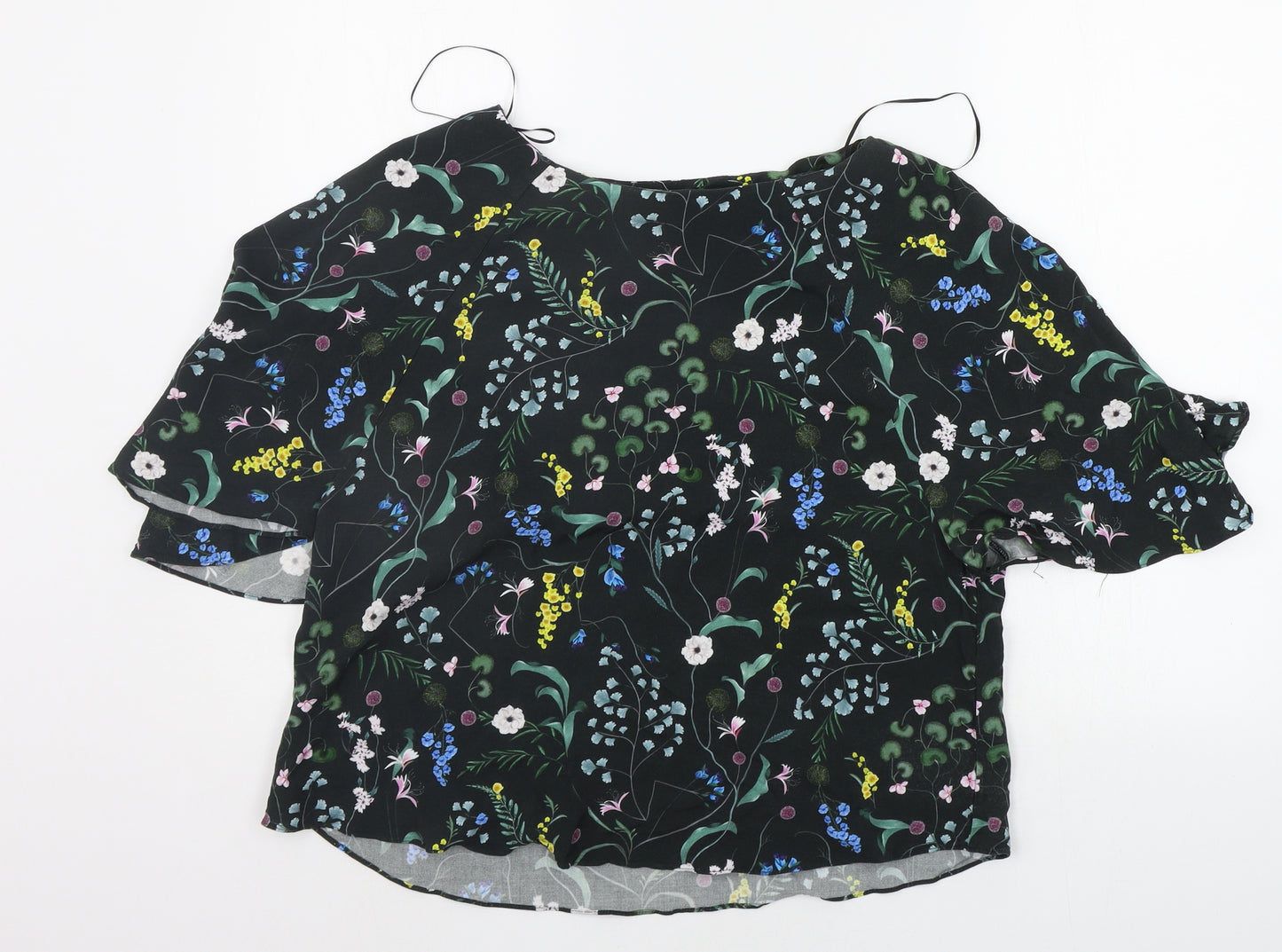 H&M Womens Green Floral  Basic Blouse Size 14