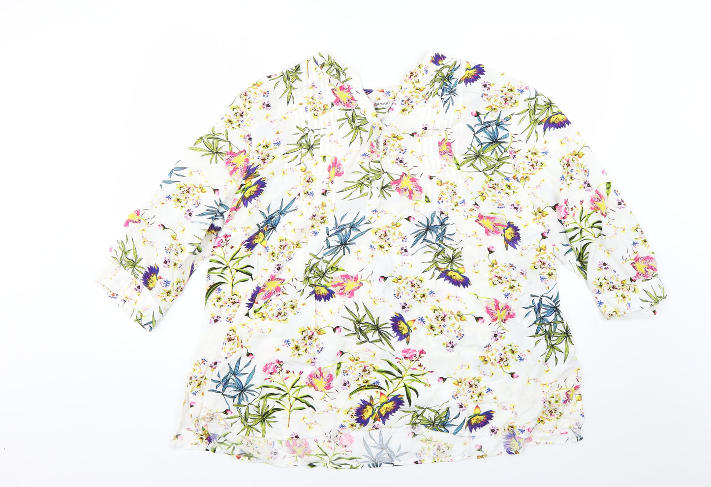 Damart Womens White Floral  Basic Blouse Size 24