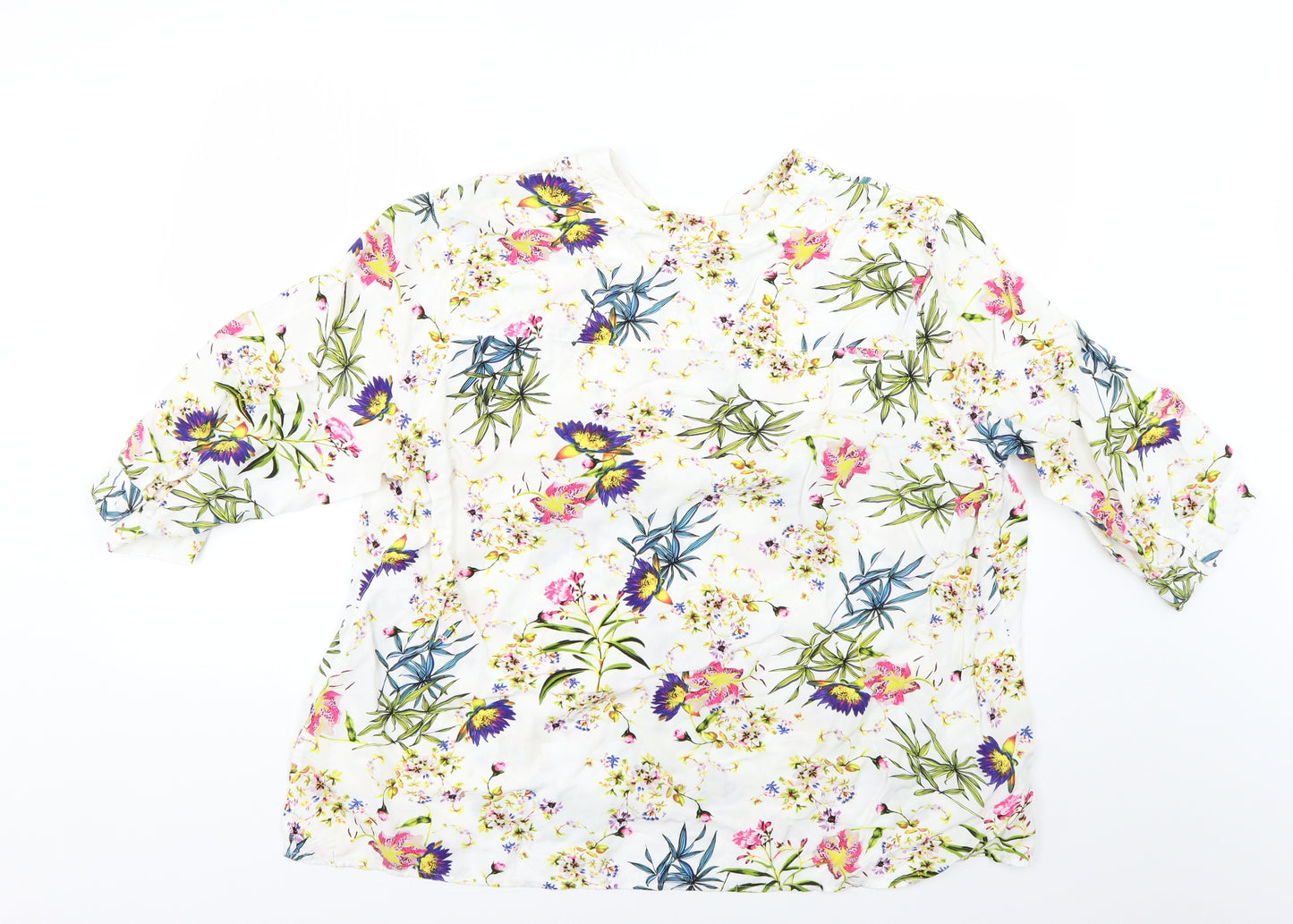 Damart Womens White Floral  Basic Blouse Size 24