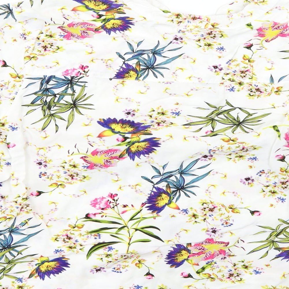 Damart Womens White Floral  Basic Blouse Size 24