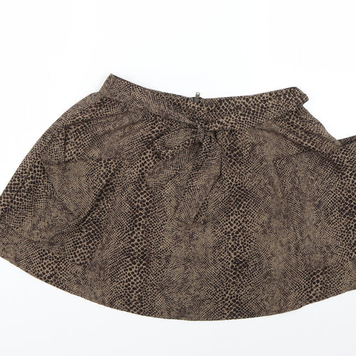 Topshop Womens Brown Animal Print  Mini  Size 8