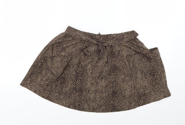 Topshop Womens Brown Animal Print  Mini  Size 8