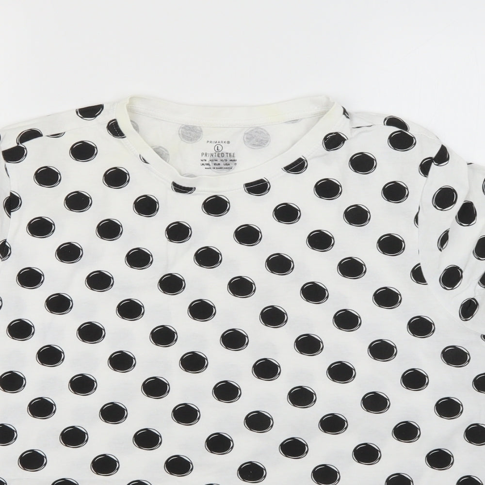 Primark Womens White Polka Dot  Basic T-Shirt Size 14