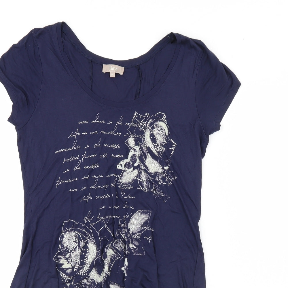 Soon Womens Blue   Basic T-Shirt Size 14