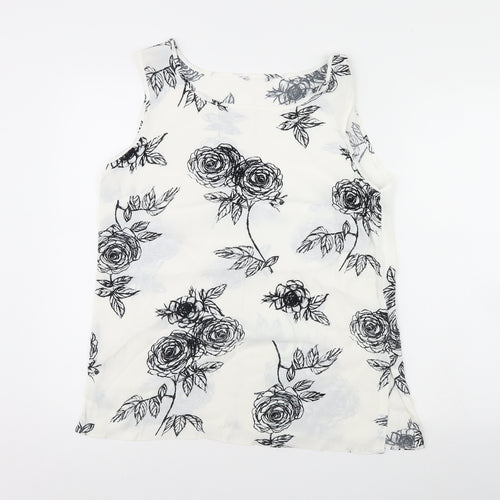 Preworn Womens White Floral  Basic Tank Size 12