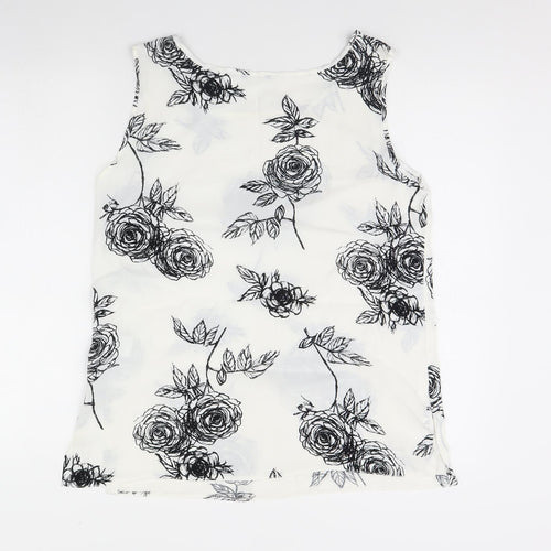 Preworn Womens White Floral  Basic Tank Size 12
