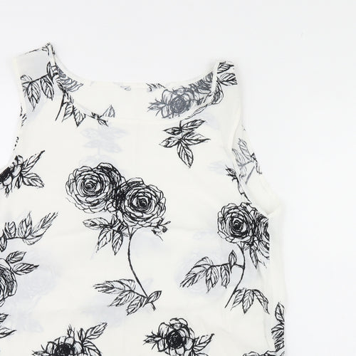 Preworn Womens White Floral  Basic Tank Size 12