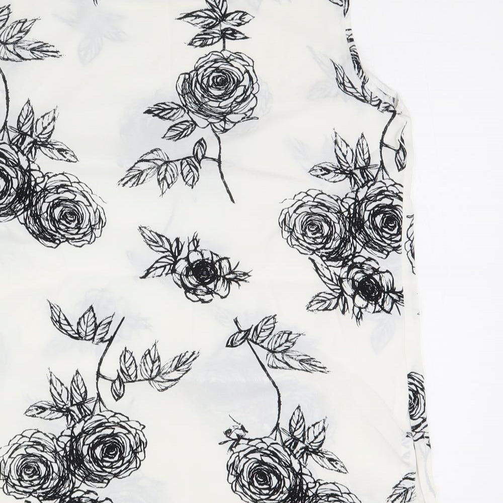 Preworn Womens White Floral  Basic Tank Size 12