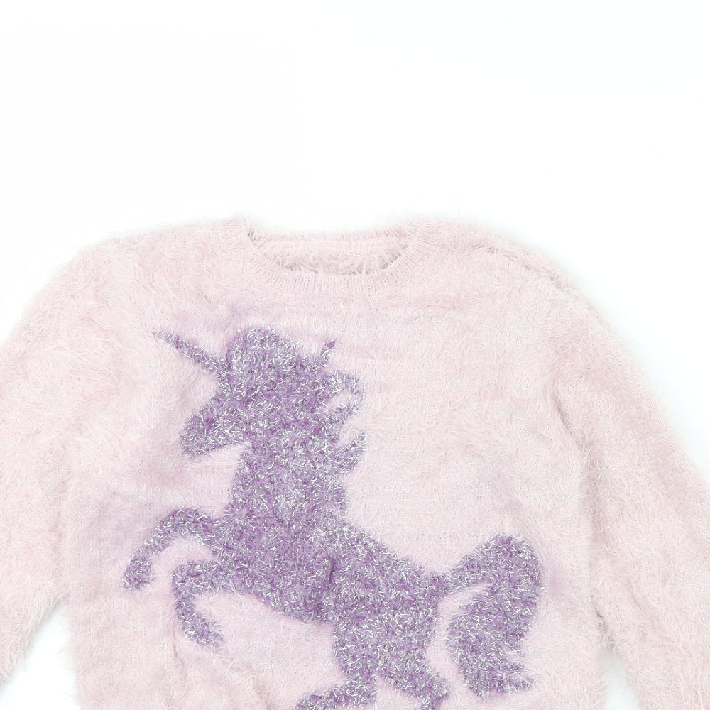 Nutmeg Girls Pink   Pullover Jumper Size 10 Years  - Unicorn