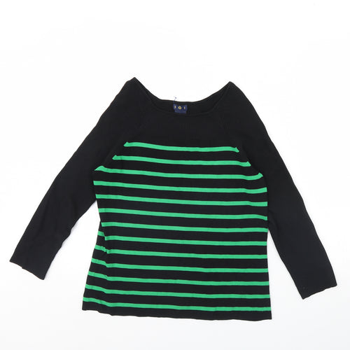 IWI Womens Black Striped  Pullover Jumper Size L