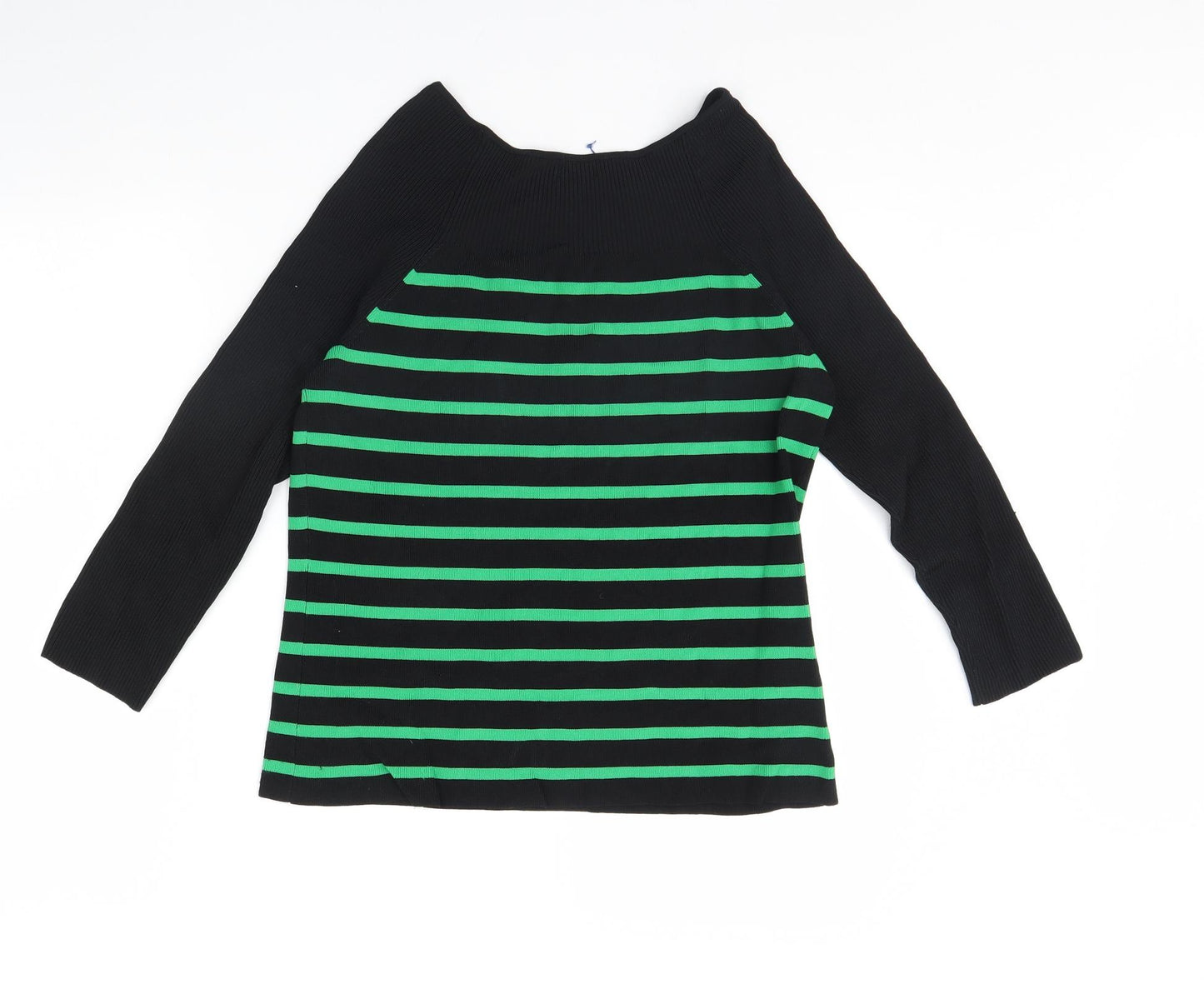 IWI Womens Black Striped  Pullover Jumper Size L