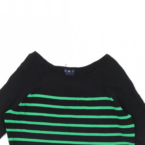 IWI Womens Black Striped  Pullover Jumper Size L