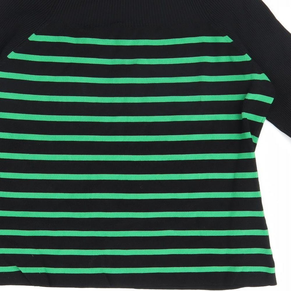 IWI Womens Black Striped  Pullover Jumper Size L