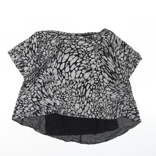 TU Womens Black Animal Print  Basic Blouse Size 14