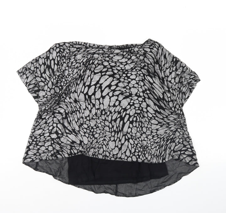 TU Womens Black Animal Print Basic Blouse Size 14