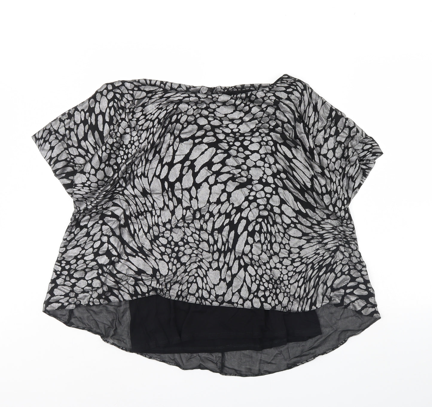 TU Womens Black Animal Print  Basic Blouse Size 14