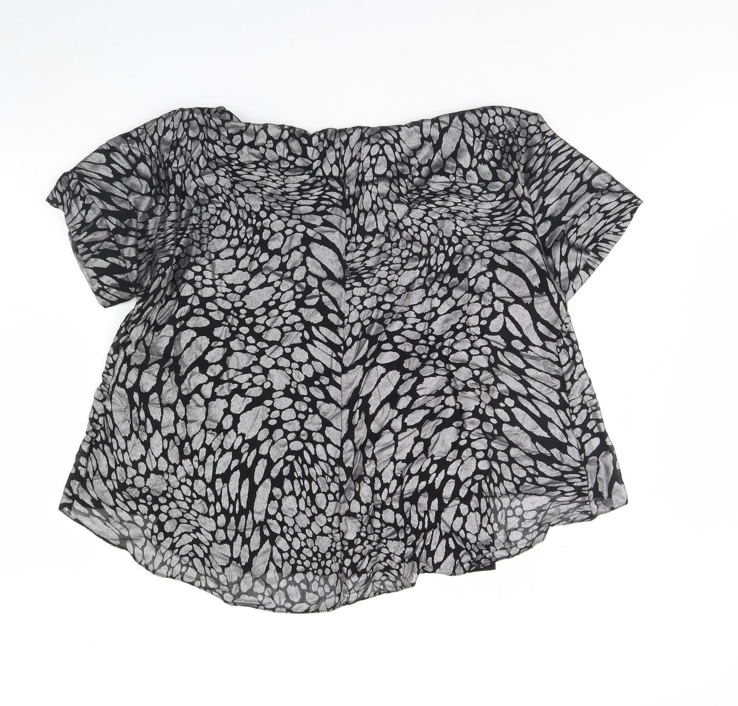 TU Womens Black Animal Print  Basic Blouse Size 14