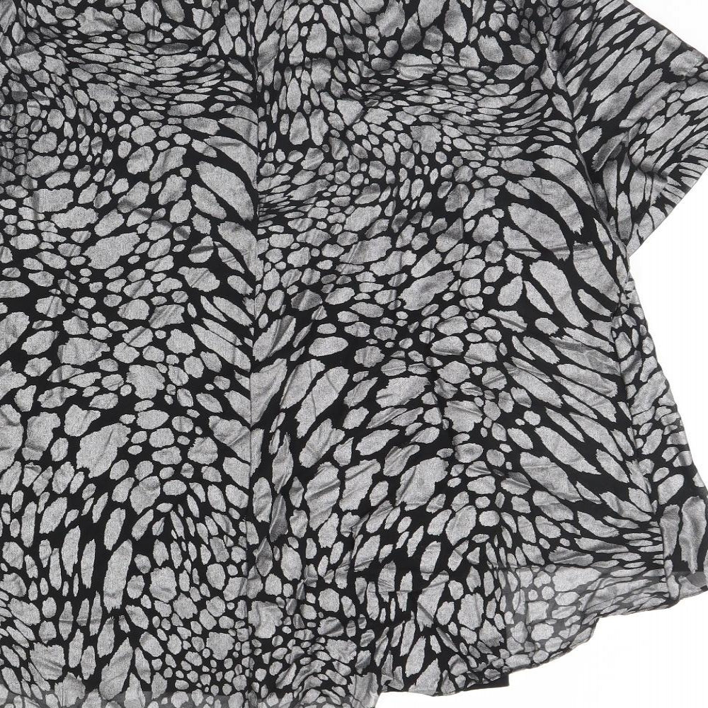 TU Womens Black Animal Print  Basic Blouse Size 14