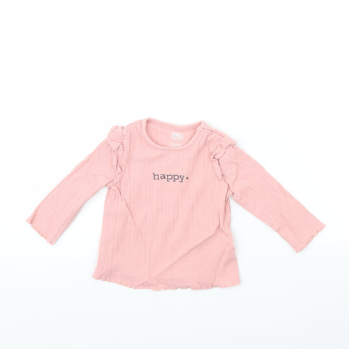 Fred & FLo Girls Pink   Basic Blouse Size 6-9 Months  - Happy